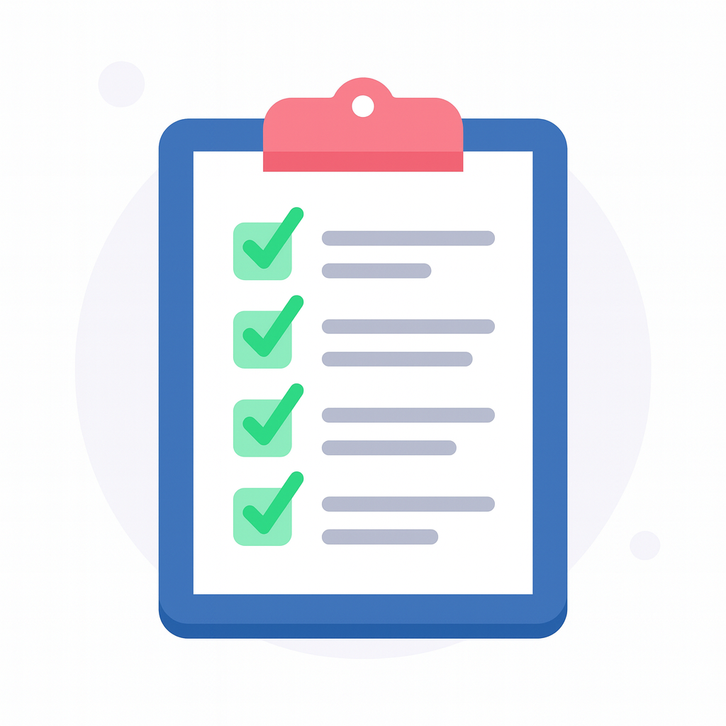 Checklist illustration representing documentation and records support